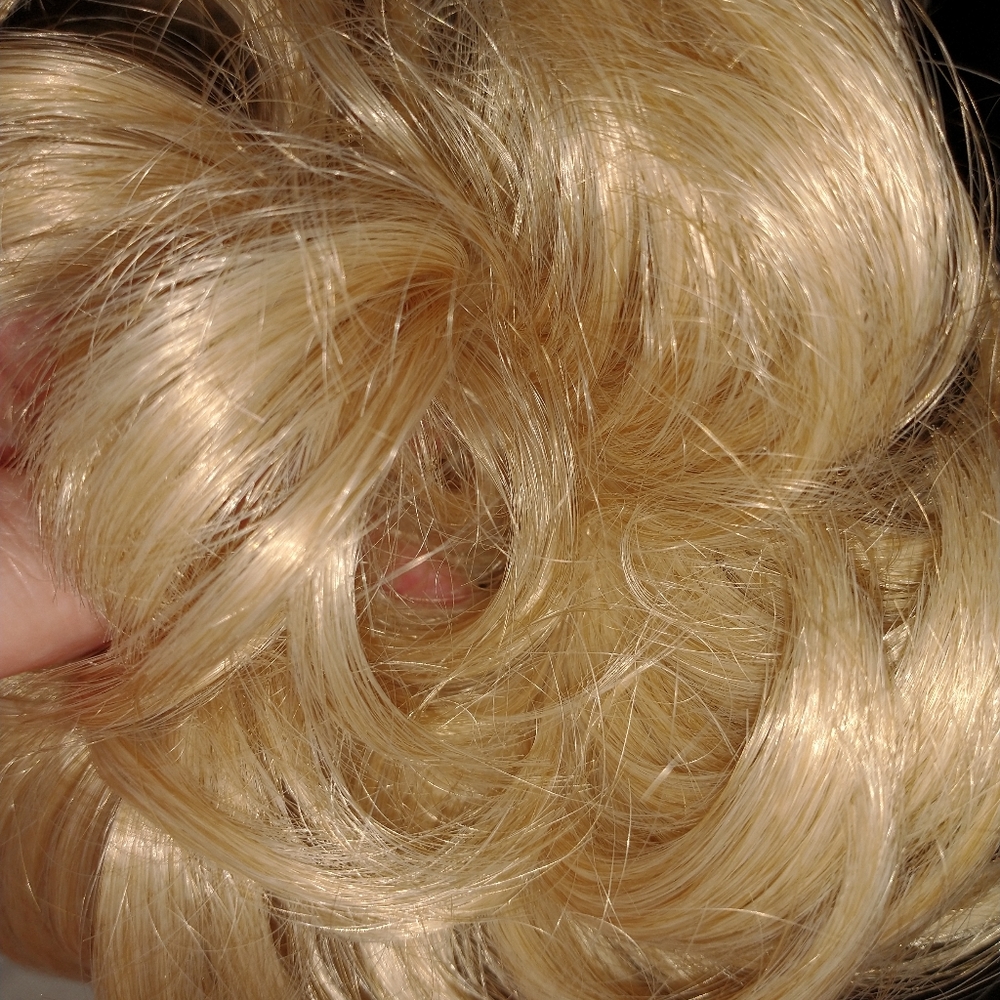 Messy hair bun pony in natural blonde new.